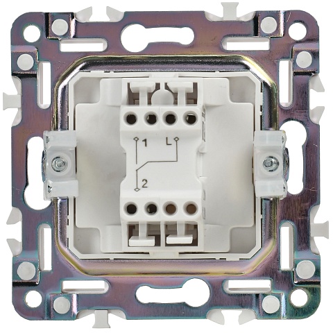 IEK SKANDY Арктический белый Выключатель 1-клавишный проходной 10А SK-V02W