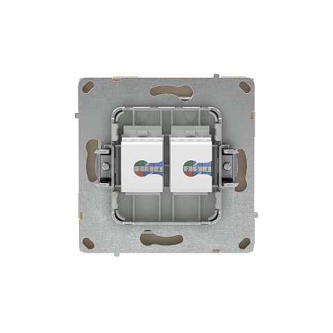 DKC KANT Компьютерная розетка RJ-45 без шторки, кат.6А двойная, ванильный марципан