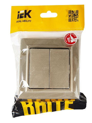IEK BRITE Шампань Выключ. 2-кл. 10А в сборе ВСР10-2-0-БрШ