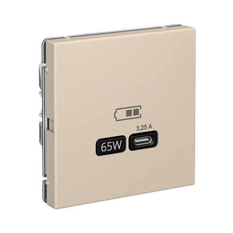 Systeme Electric ArtGallery Песочный USB Розетка тип-С 65Вт высокоскор.заряд. QC, PD, механизм