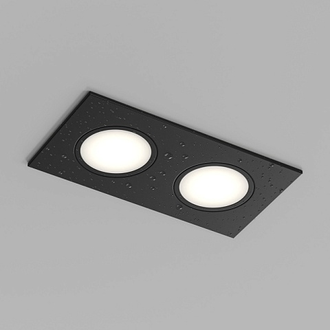Denkirs DK3112-BK Встраиваемый влагозащищенный светильник PORT, 2×15 Вт макс., LED, GU5.3, IP65, корпус из полимера, цвет чёрный