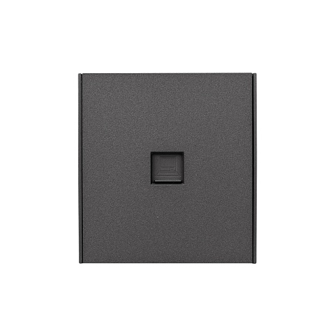 KRANZ STRONG Розетка компьютерная RJ45 кат6 с/у графит, с 1-пост. рамкой