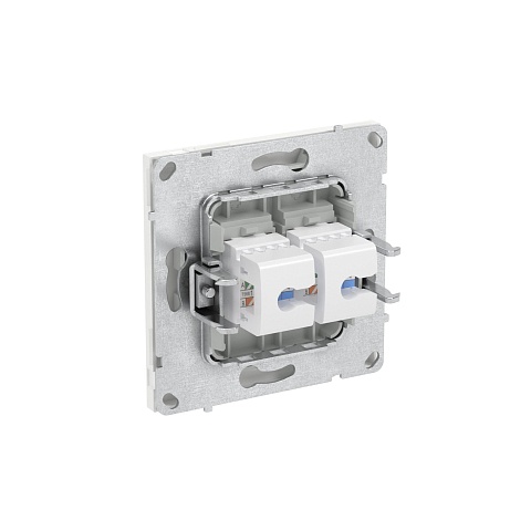 DKC KANT Компьютерная розетка RJ-45 без шторки, кат.5е двойная, белая магнолия