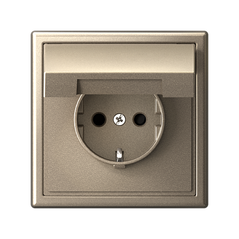 Systeme Electric ArtGallery Шампань Розетка с заземл. со шторк. с крышк., 16А, IP20,  механизм, быстрозажим. клем.