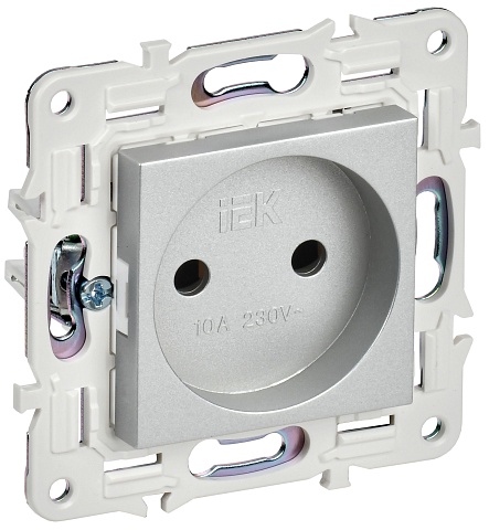IEK SKANDY Серебряный Розетка б/з 10А SK-R02S