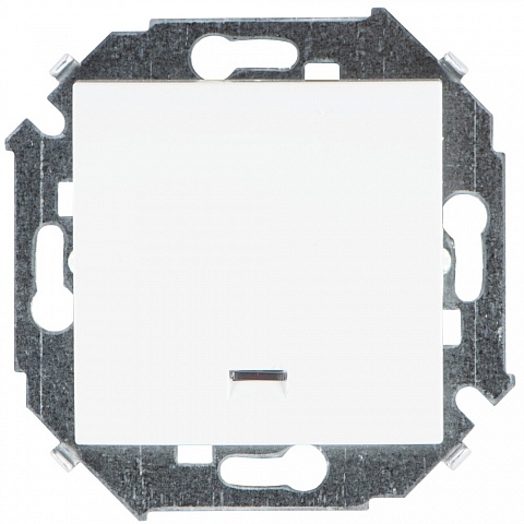 Simon 15 Белый Выключатель кнопочный с подсветкой, 16А, 250В, винт.зажим