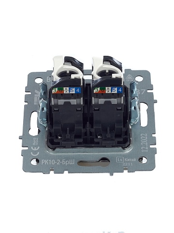 IEK BRITE Розетка компьютерная двойная RJ45 кат.5E РК10-2-БрШ шампань