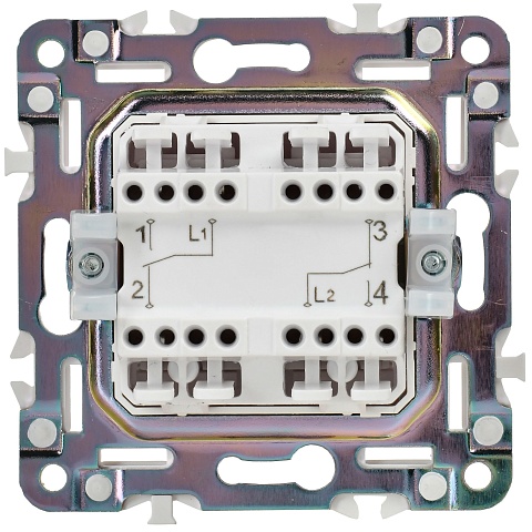 IEK SKANDY Черный Выключатель 2-клавишный проходной 10А SK-V05Bl