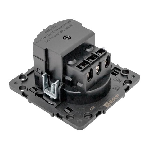 EKF Стокгольм Механизм Розетки 1-местной с/з, USB A+C 16А винтовые клеммы черный с защ. штор..