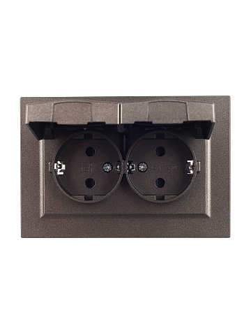 IEK BRITE Темн.бронза Розетка 2-я с кр. 16А в сборе IP44 РСбш12-3-44-БрТБ