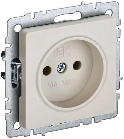 IEK BRITE Розетка 1-местная без заземления без защитных шторок 10А РС10-1-0-БрКр бежевый