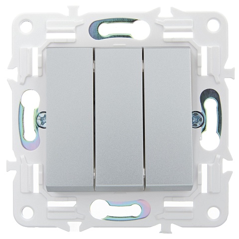 IEK SKANDY Серебряный Выключатель 3-клавишный 10А SK-V11S