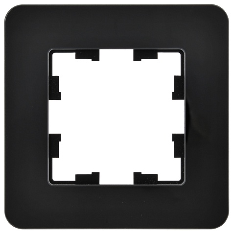 IEK BRITE DECOR Черный матовый стекло скругл.угол Рамка 1-мест. РУ-1-2-Бр RE