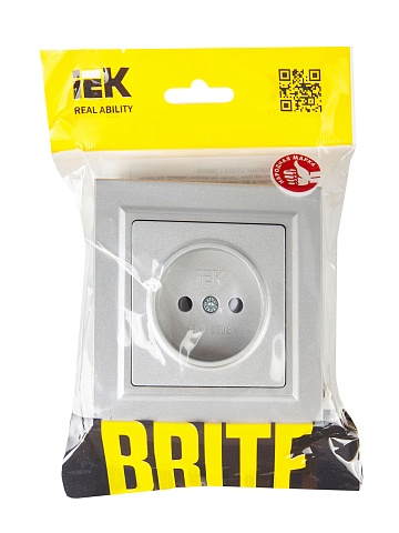 IEK BRITE BASE Алюминий Розетка без з/к/ш 10А в сб. РСР10-1-0-БрА