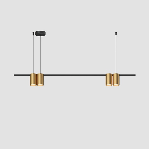 Denkirs DK4061-BK+SG Подвесной светильник ORBIT, IP20, 4xGU10 LED до 15 Вт, черный + сатинированное золото, алюминий