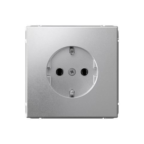 Systeme Electric ArtGallery Алюминий Розетка с заземлением, 16А, механизм, быстрозажим. клем.