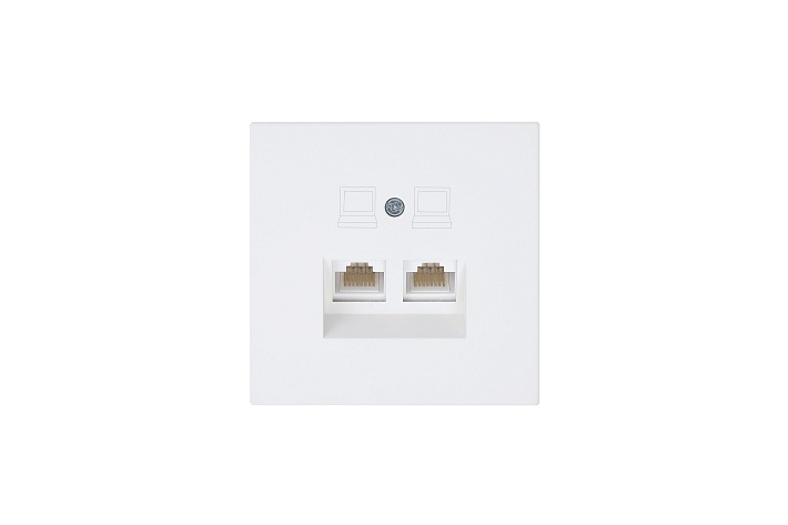 Jasmart FD Матовый белый (soft touch) Розетка RJ45 2-ая, 6 категория