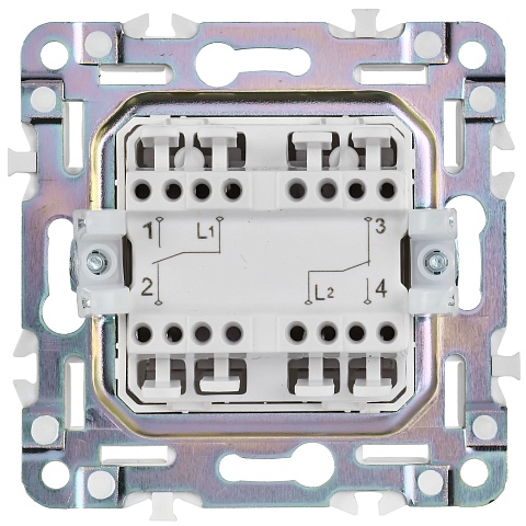 IEK SKANDY Серебряный Выключатель 2-клавишный проходной 10А SK-V05S