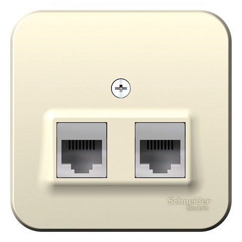 SE Blanca наруж Молочная Розетка 2-ая ТЛФ/КОМП, RJ45+RJ11, кат.5E, изолир. пластина