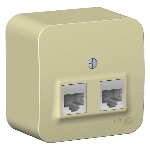 SE Blanca наруж Беж Розетка 2-ая компьютерная RJ45, кат.5E, изолир. пластина