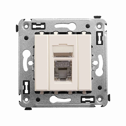Компьютерная розетка RJ-45 в стену, кат.6 одинарная экранированная, "Avanti","Ванильная дымка"