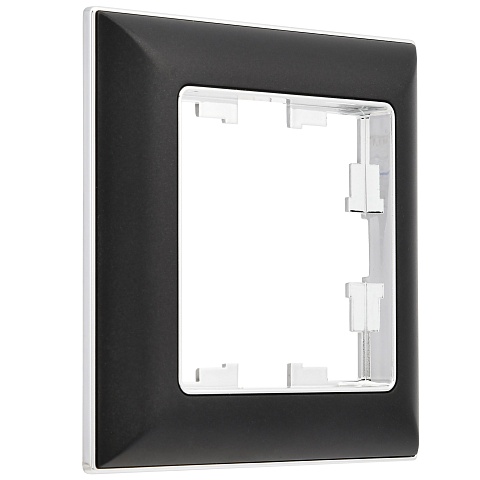 IEK BRITE DECOR Черный/хром 3D-форма Рамка 1-мест. РУ-1-Бр