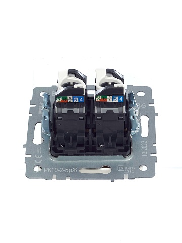 IEK BRITE Розетка компьютерная двойная кат.5E RJ45 РК10-2-БрЖ жемчуг