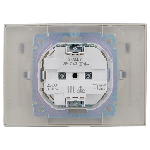 IEK SKANDY Серебряный Розетка 2-ая с/з с крышкой 16А в сборе IP44 SK-R12S