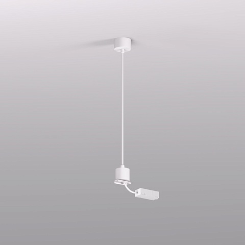 Denkirs TR2124-WH Подвод питания для подвесного монтажа, для трека SMART, серия Base, АС 220-240V, IP20, 5м, белый, алюминий