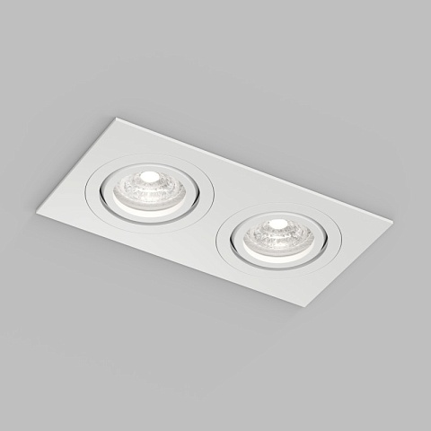 Denkirs DK2112-WH Встраиваемый влагозащищённый светильник HYDRO, IP44, 2×15 Вт LED макс., GU10, алюминий, белый