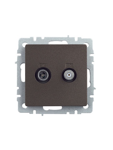 IEK BRITE Розетка двойная TV+SAT РТВ/РСп12-БрТБ темная бронза