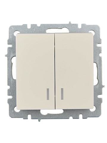 IEK BRITE Выключатель 2-клавишный с индикацией 10А ВС10-2-1-БрКр бежевый