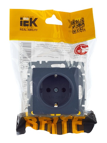 IEK BRITE Розетка 1-местная с заземлением без защитных шторок 16А РС11-1-0-БрМ маренго