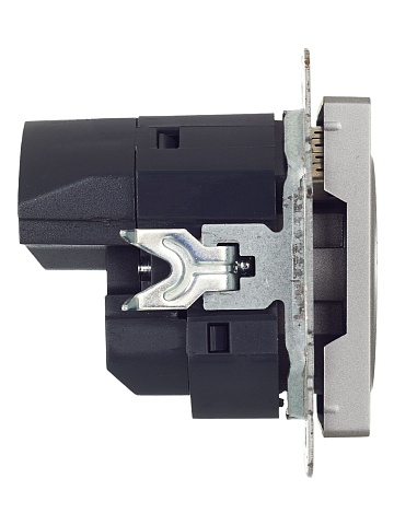 IEK BRITE Роз. с з/к/ш 16А с USB A+A 3,1А РЮш10-2-БрС сталь