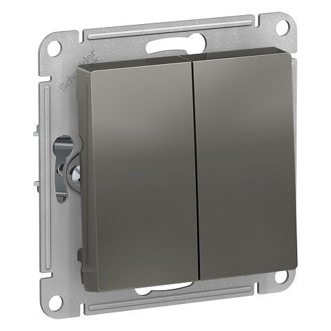 Systeme Electric AtlasDesign Сталь Выключатель 2-клавишный с самовозвратом, сх.2, 10А, механизм