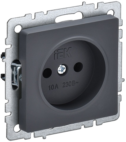 IEK BRITE Розетка 1-местная без заземления без защитных шторок 10А РС10-1-0-БрГ графит