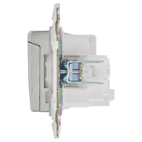 IEK SKANDY Никель Розетка с/з с защитными шторками и крышкой 16А IP44 SK-R11N