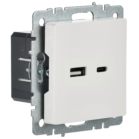 IEK BRITE Роз. USB A+C 18Вт РЮ11-1-БрБ бел.