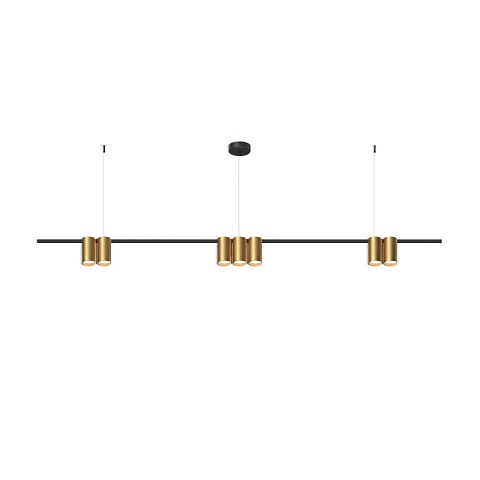 Denkirs DK4063-BK+SG Подвесной светильник ORBIT, IP20, 7xGU10 LED до 15 Вт, черный + сатинированное золото, алюминий
