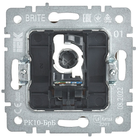 IEK BRITE Розетка компьютерная RJ45 кат.5E РК10-БрБ белый