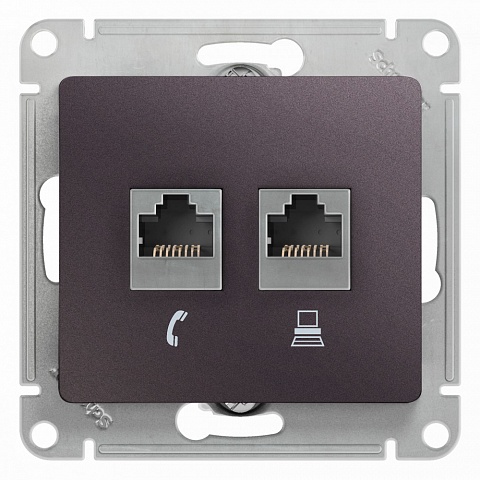 SE Glossa Сиреневый туман Розетка 2-ая RJ11+RJ45, кат.5E