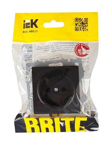 IEK BRITE Розетка 1-местная без заземления без защитных шторок 10А РС10-1-0-БрЧ черный
