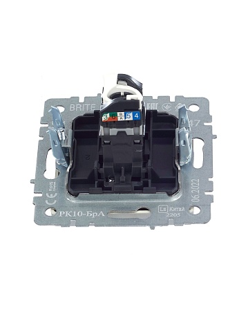 IEK BRITE Розетка компьютерная RJ45 кат.5E РК10-БрА алюминий