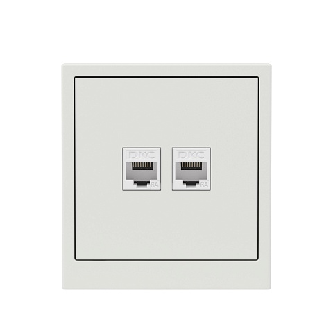 DKC KANT Компьютерная розетка RJ-45 без шторки, кат.6А двойная, белый песок