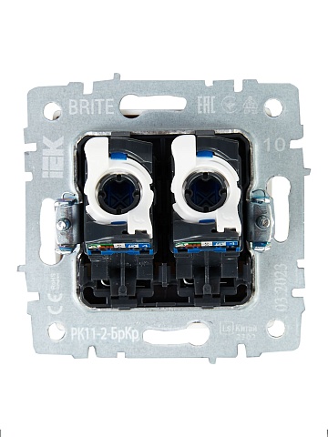 IEK BRITE BASE Бежевый Розетка комп. 2-ая RJ45 кат.6 РК11-2-БрКр