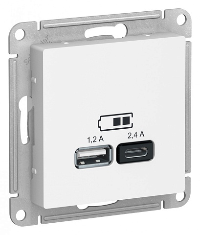 Systeme Electric AtlasDesign Лотос Розетка USB А+С, 5В/2,4 А, 2х5В/1,2 А, механизм