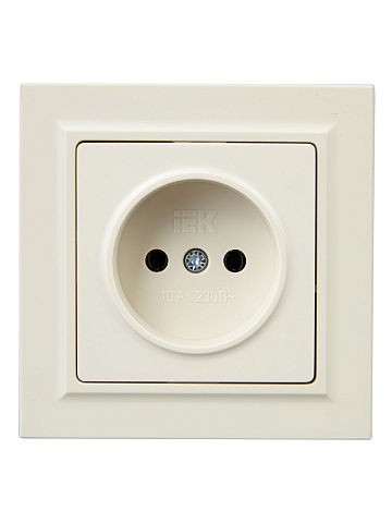IEK BRITE Бежевый Розетка без з/к/ш 10А в сборе РСР10-1-0-БрКр