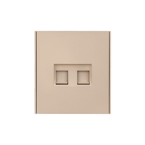 KRANZ STRONG Розетка компьютерная двойная RJ45+RJ45 кат6 с/у шелк, с 1-пост. рамкой