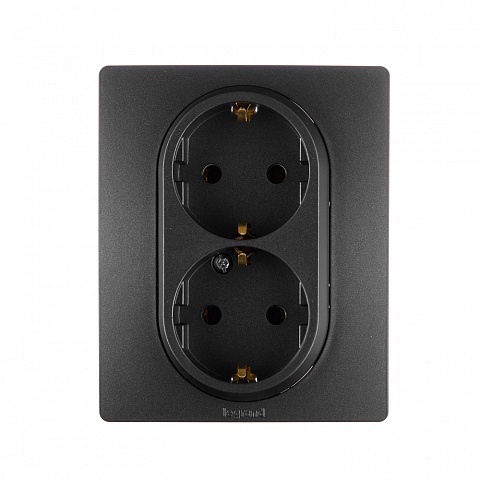 Legrand Etika Антрацит Розетка 2-ая с/з, винт. клеммы, 16А, 250 В