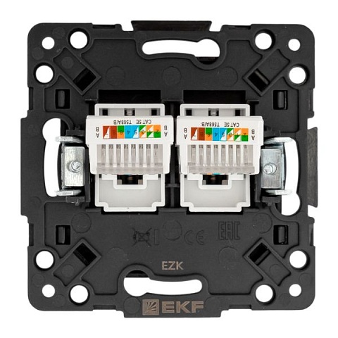 EKF Стокгольм Механизм Розетки RJ-45 2-местной черный.
